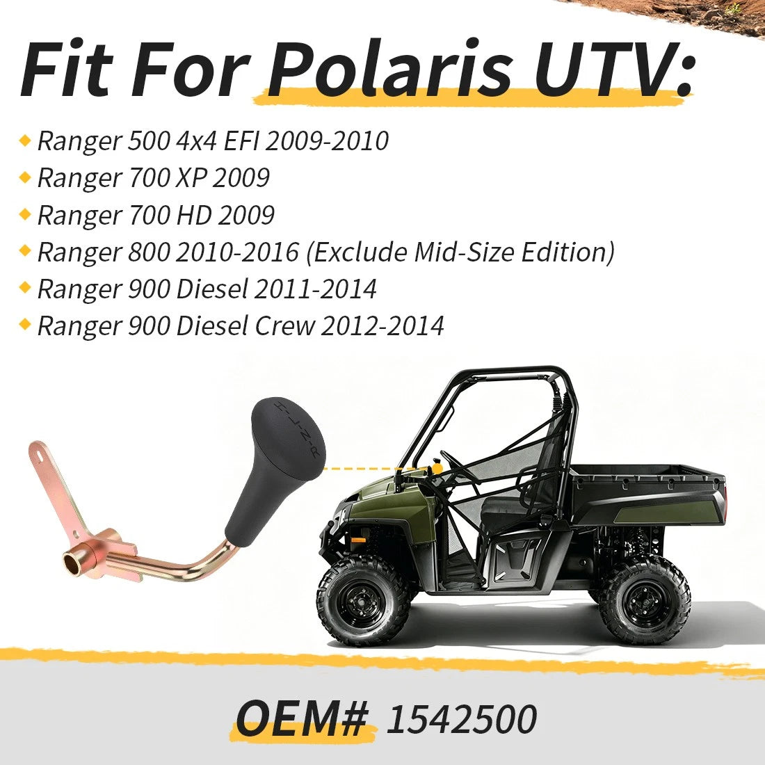 Gear Selector Shift Lever 1542500 for Polaris Ranger 500 700 800 900D (2000–2019)
