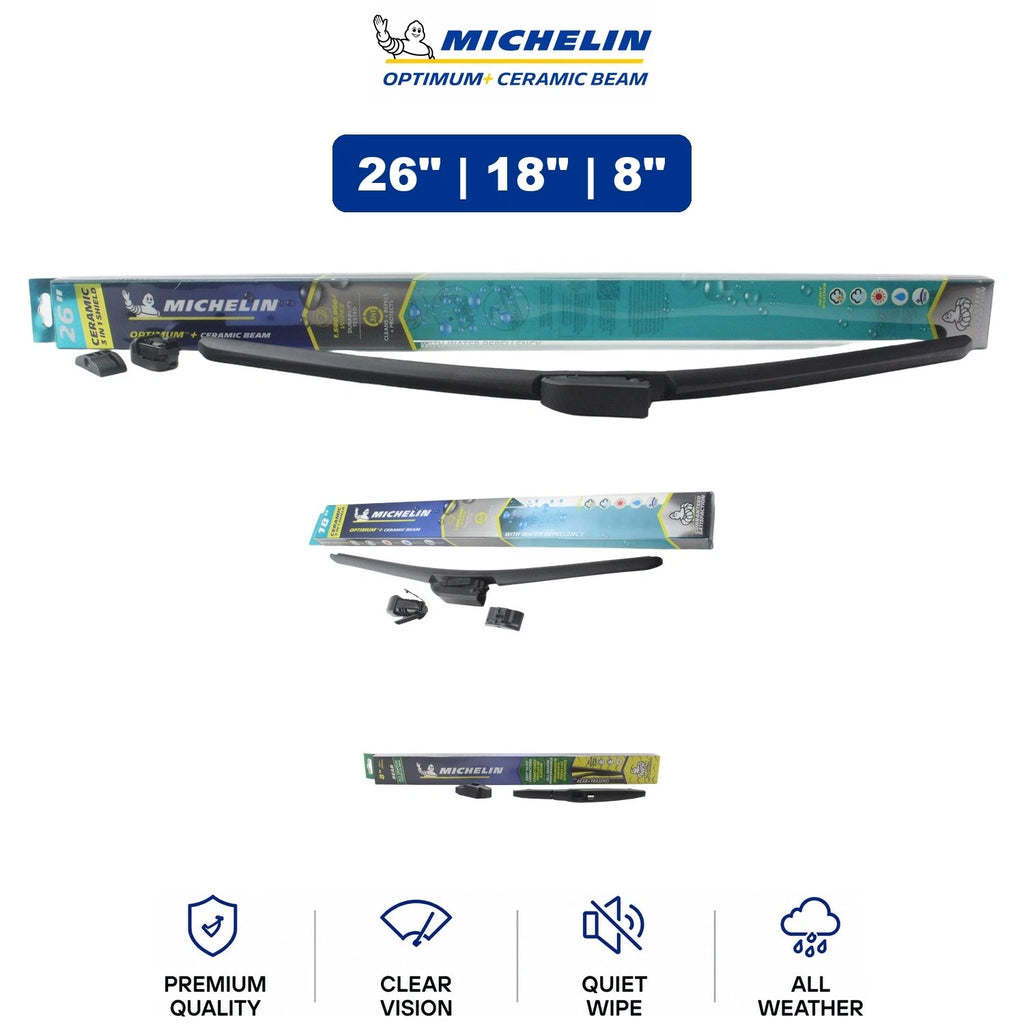 Set of 3 Michelin Optimum+ Ceramic Beam Wiper Blades for CT200h (2011–2017)