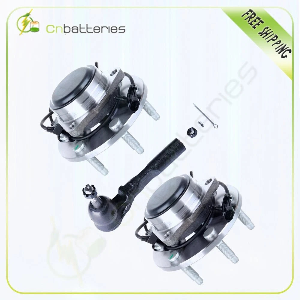 3Pc Kit: 2 Front Wheel Hub & Bearing Assembly + Outer Tie Rod for GMC Chevy