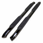 Blk Titanium 4in Oval Bent w/Pads Step Nerf Bar for 07-19 Silverado/Sierra Crew