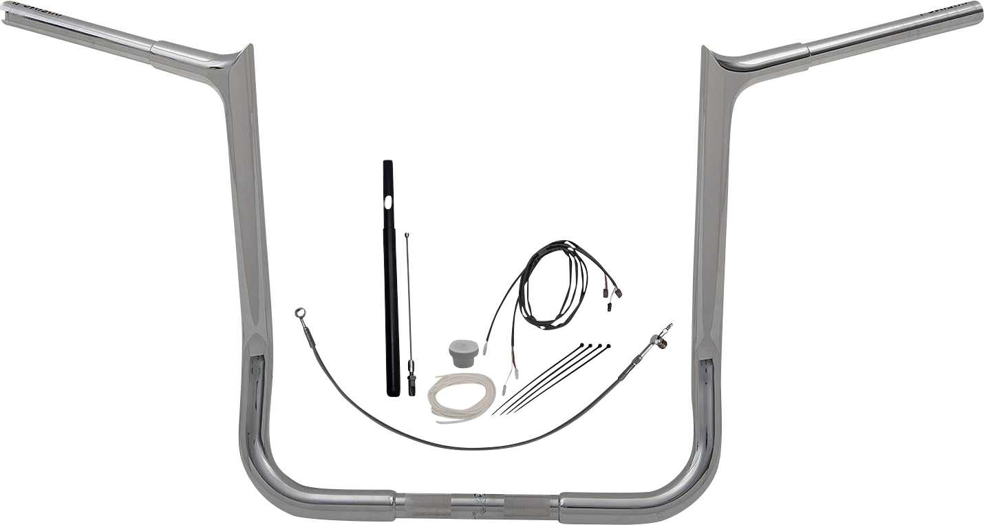 1-1/4" EZ Install Pointed Top Handlebar Kit for Harley (16", Chrome)