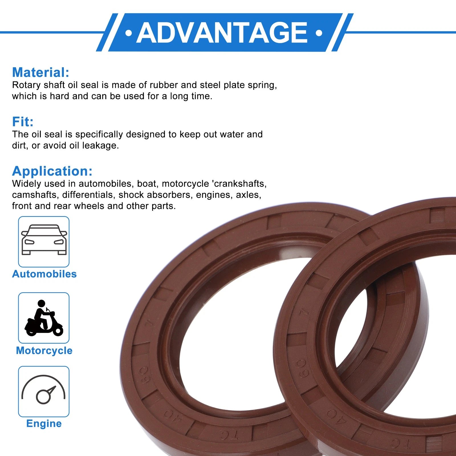 2X Oil Seal Rotary Shaft Seal FKM Rubber 40x60x7mm  