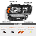 Halogen Headlight with Bulb for Ram 2500 3500 (2019–2024) Black Bezel