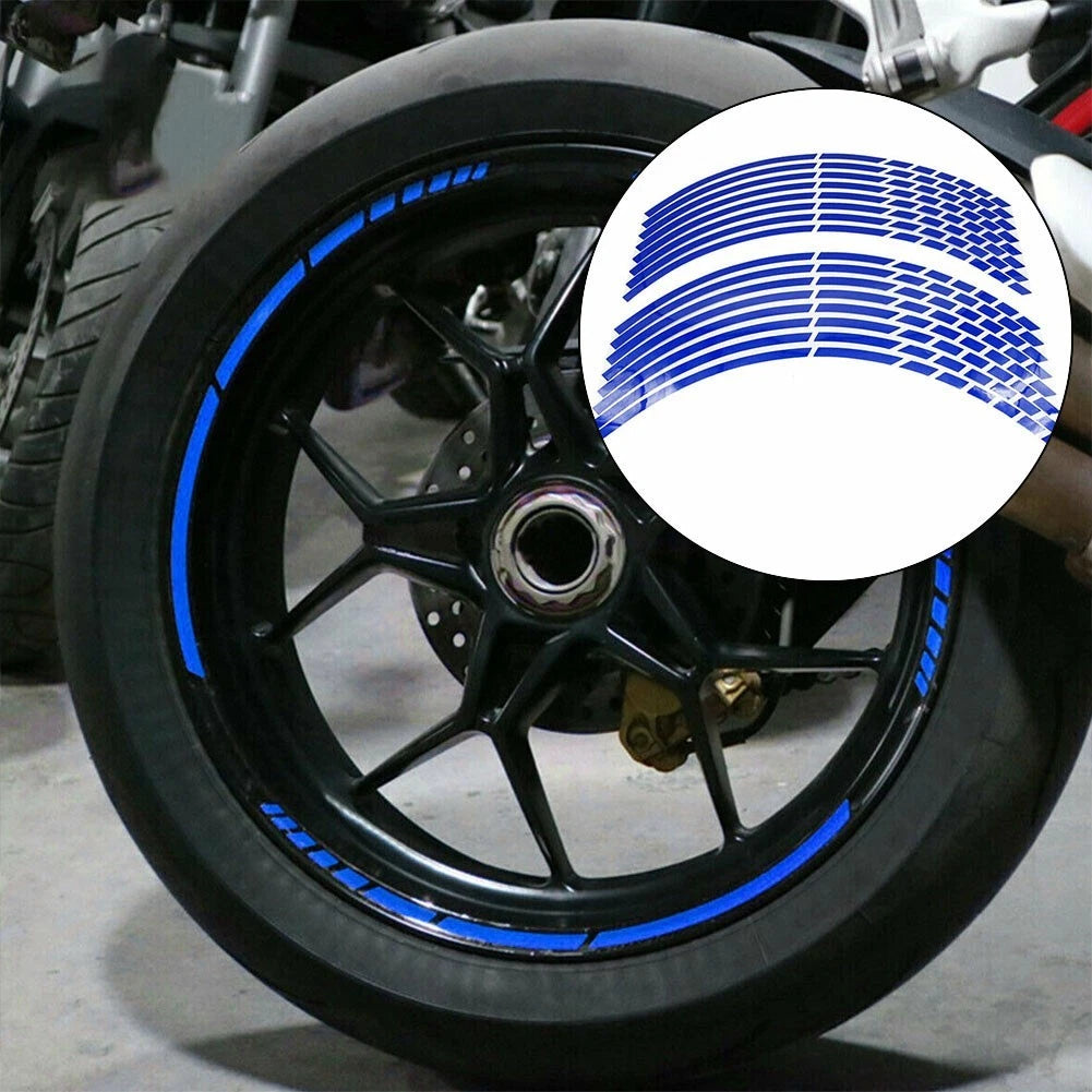 Blue Reflective Wheel Rim Stickers for