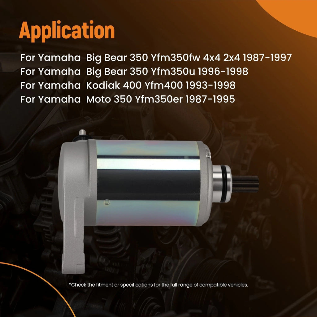 12V 9 Teeth Starter for Yamaha Big Bear 350 4x4 YFM350FW (1987–1997)