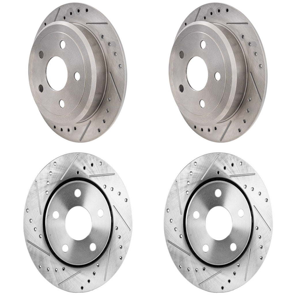 Front & Rear Brake Disc Rotors for Jeep Wrangler JK (2018)