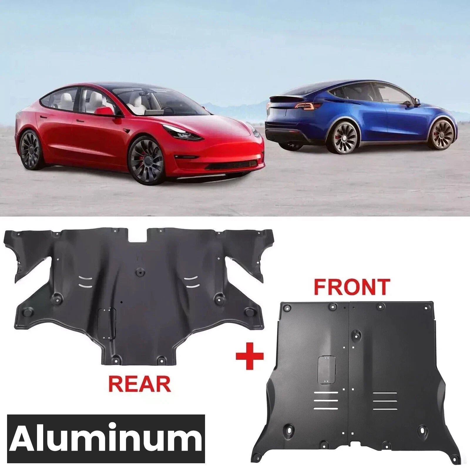 2X Front & Rear Skid Plate for Tesla Model 3 & Y (2017–2024)