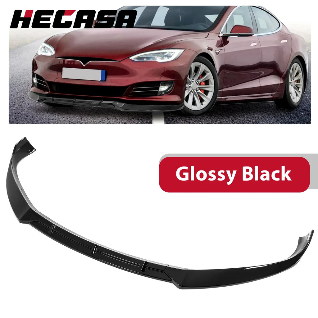 Glossy Black Front Bumper Lip Splitter for Tesla Model S (2016–2020)