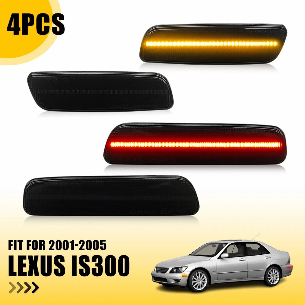Set of 4 Smoked LED Bumper Side Marker Lights for Lexus IS300 (2001–2005)