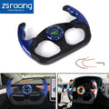 Universal Blue U Shape Flat Dish Steering Wheel with Horn Button