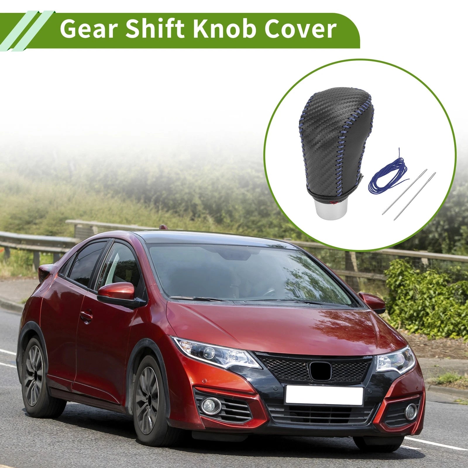 1 Pc Gear Shift Knob Cover for Honda Civic (2016–2021) Carbon Fiber Blue