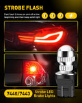 7443 Red LED Strobe Brake Tail Stop Bulbs for EV (Canbus)
