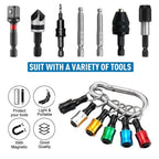 Set of 6 Screwdriver Bit Holders 1/4 Hex Shank Adapter with Carabiner