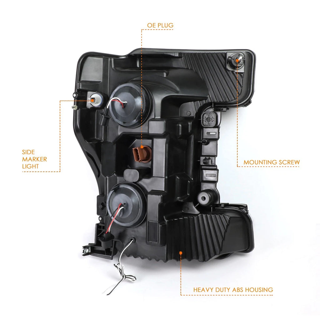 3D E-Shape LED DRL Projector Headlights for Ford Super Duty (2011–2016)
