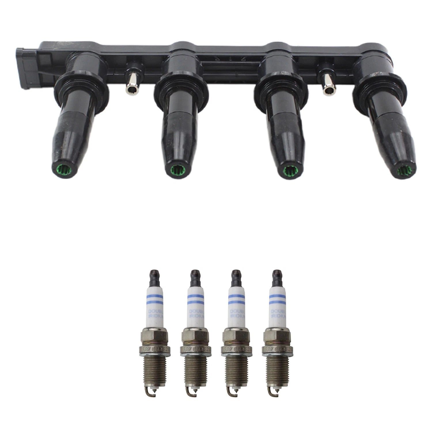 Set of 4 Hitachi Ignition Coils & Bosch Double Iridium Spark Plugs for Cruze (2011–2016)