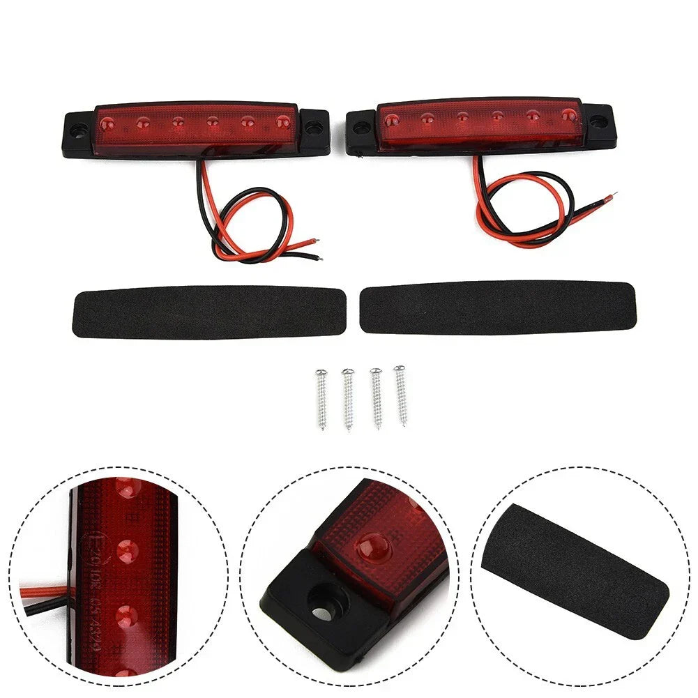 2 x 6LED Red Sealed Turn Brake Stop Tail Light Lamp for Truck Trailer RV Boat