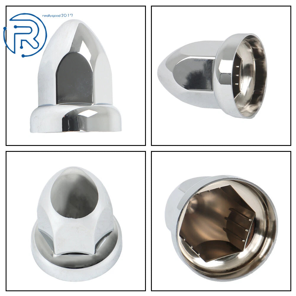 Set of 20 Lug Nut Covers for Semi Truck (Chrome, 33mm)
