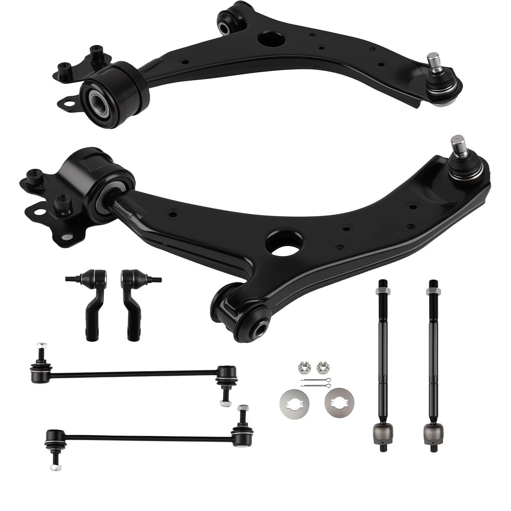 Set of 2 Front Lower Control Arms & Tie Rods for Mazda 3 (2004–2009)