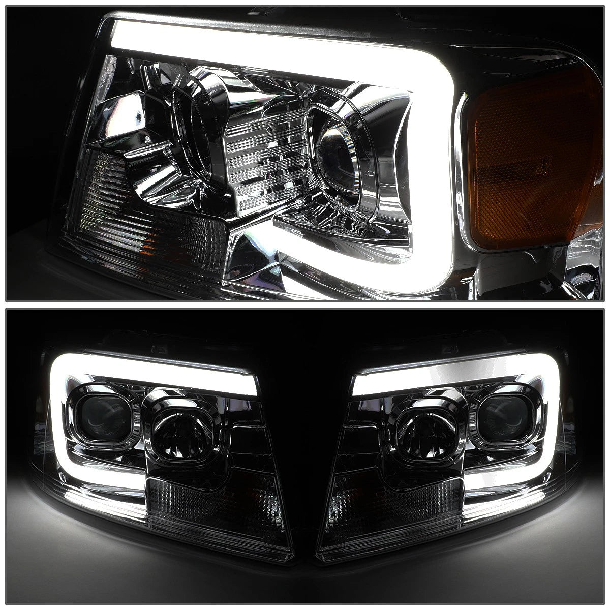 LED DRL Projector Headlight for Ford F150 Mark LT (2004–2008) Smoked/Amber