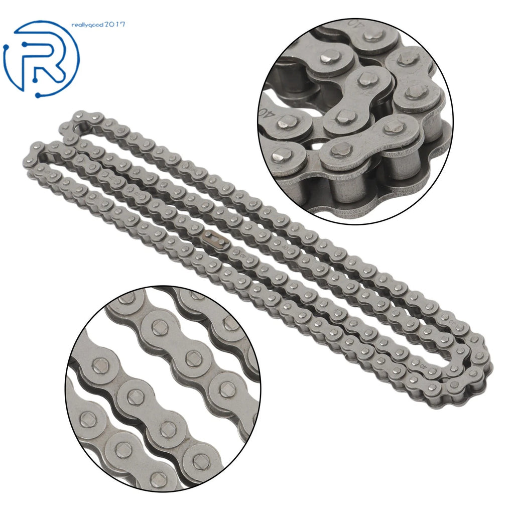 5 Feet #40 Roller Chain + 2 Connecting Links 0.5 Inch Pitch