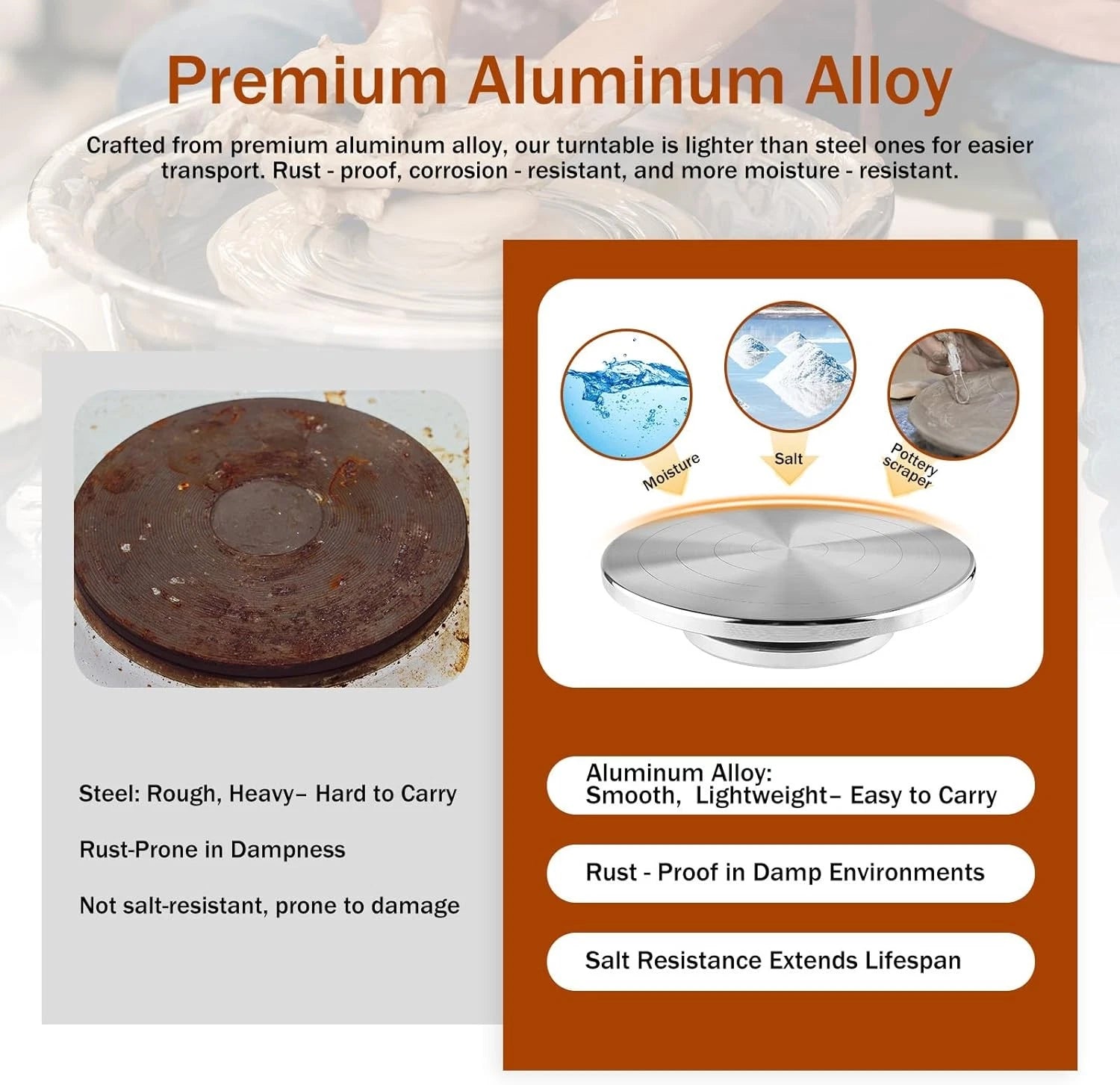 7'' Double-Sided Pottery Turntable Sculpting Wheel
