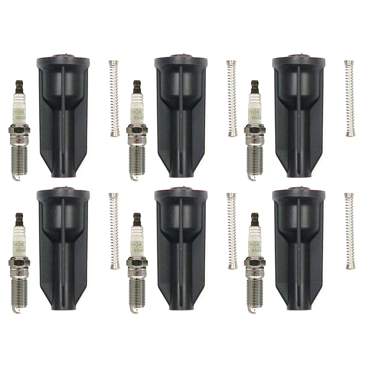 NGK 6 G-Power Platinum Spark Plug & Denso Coil Boot Kit for Trailblazer Envoy (2002–2009)