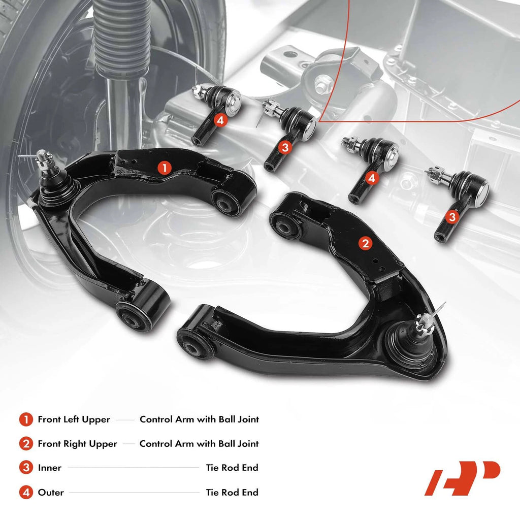 6x Front Upper Control Arm Ball Joint Tie Rod End for Nissan Frontier (2005–2023)