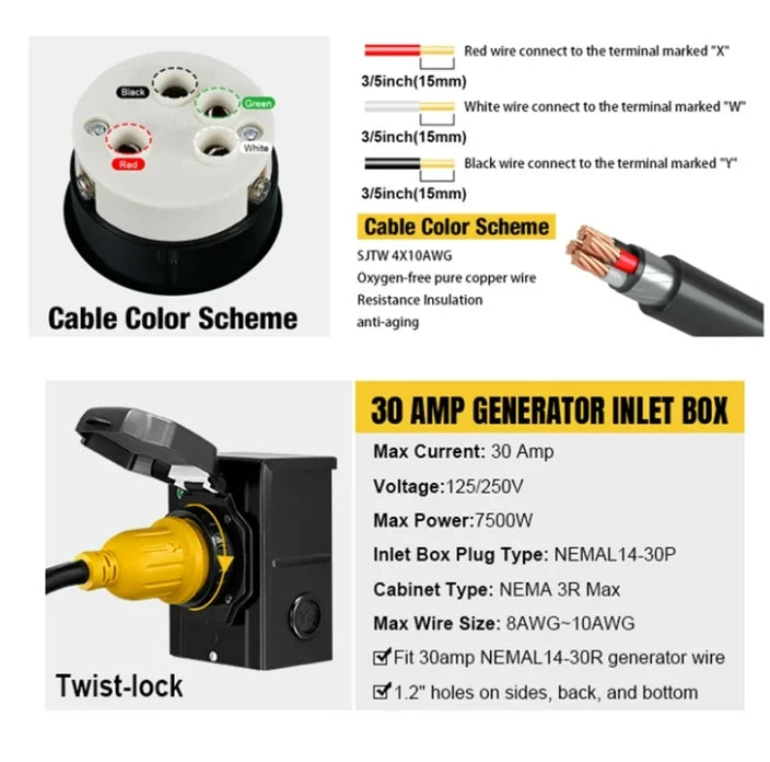20FT 30 Amp RV Marine Extension Cord for L14-30P to L14-30R (2019–2024)