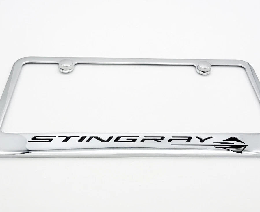 Chrome License Plate Frame with Logo Fit for Chevrolet Corvette C8 (2020–2024)