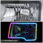 2X Chrome Housing Amber Corner LED Halo Ring RGB Headlight for Ford F-150 (2009–2014)