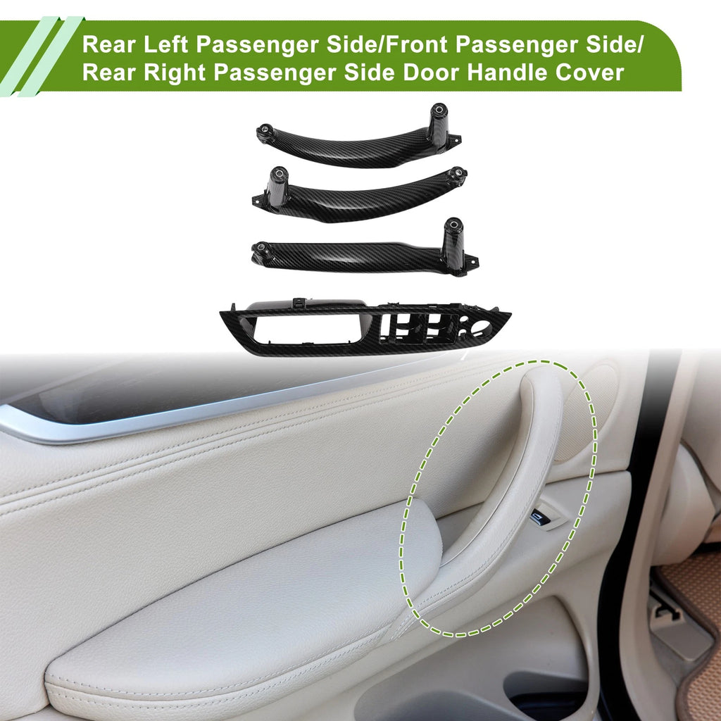 Door Panel Handle Pull Trim Cover for BMW X5 E70 (2007–2013) Carbon Fiber Black