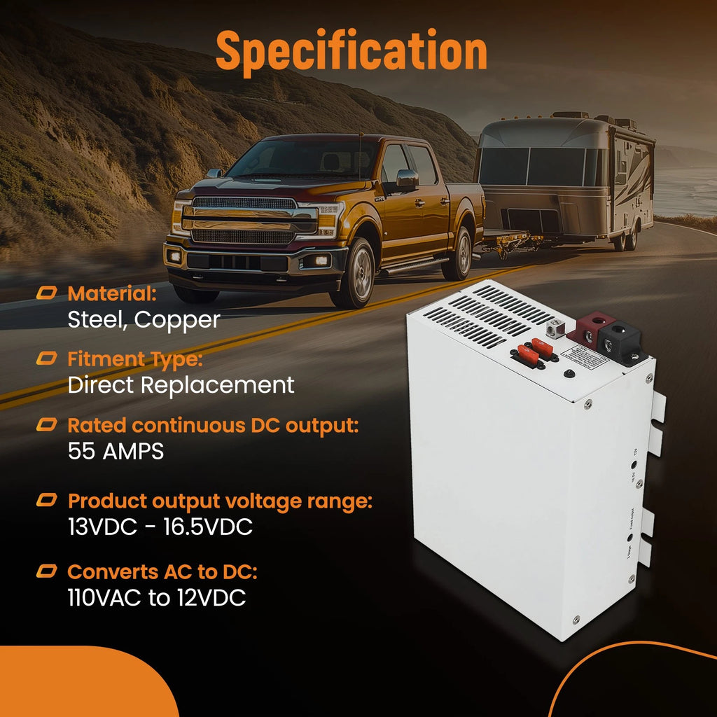 Converter Charger for RV Automotive Boat Car Audio (55 Amps)