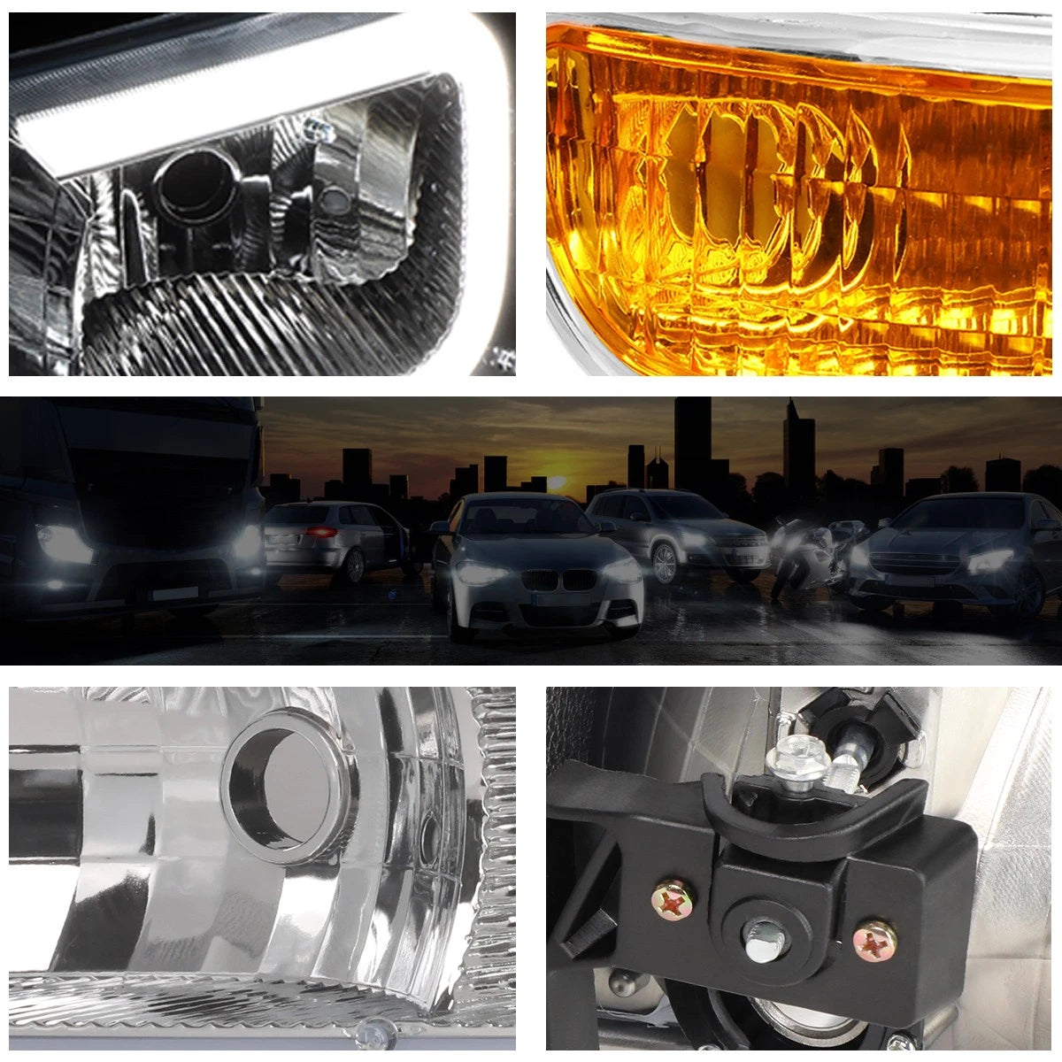 Set of 4 LED DRL Headlights w/ Bumper Lamp for GMC Sierra/Yukon XL (1999–2007)