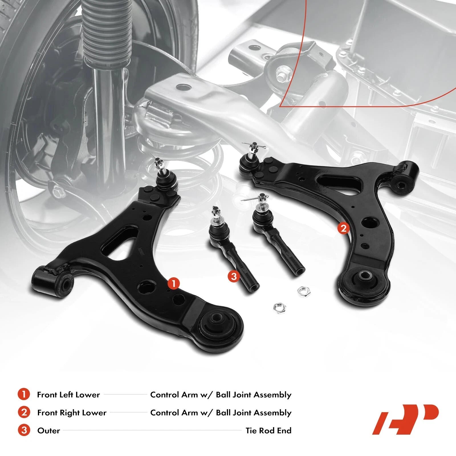 Front Lower Control Arm Ball Joint Outer Tie Rod for Buick Pontiac (1990-1995)
