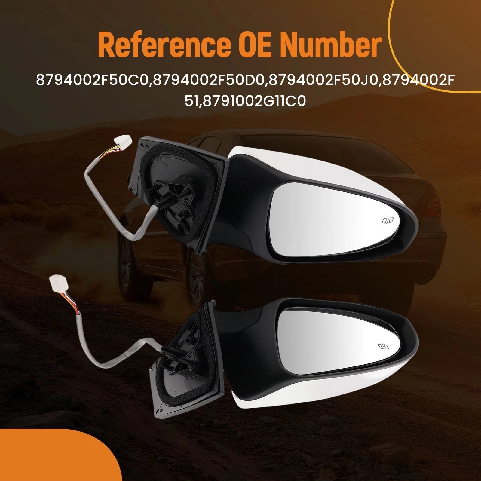 Side Mirror for Toyota Corolla (2014–2019) TO1321295 Powered Heated Chrome