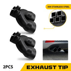 2X Exhaust Tip Dual Pipe 2.5" to 7" Black Stainless Steel for