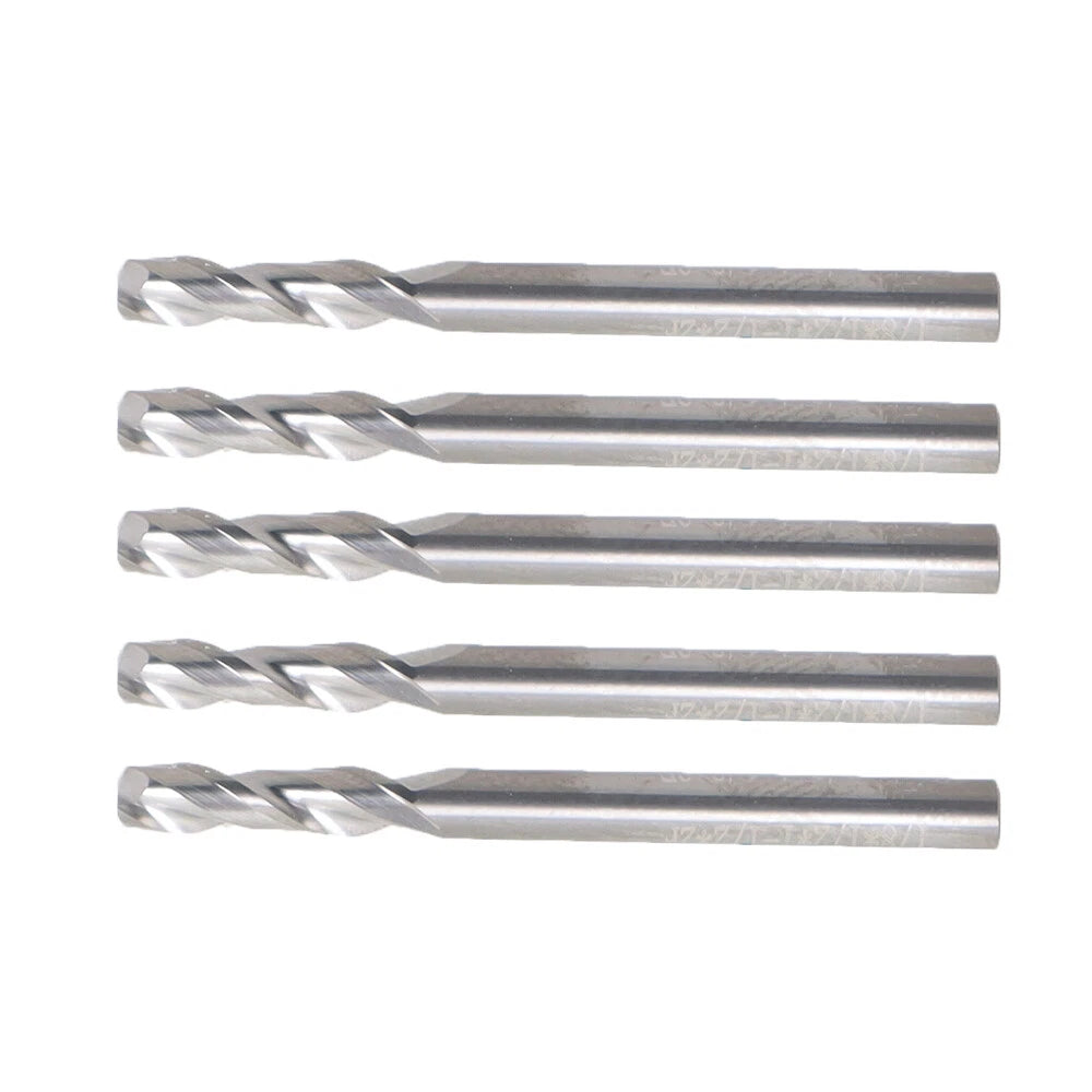 Set of 5 1/8" Diameter 2 Flute End Mills for Various Applications