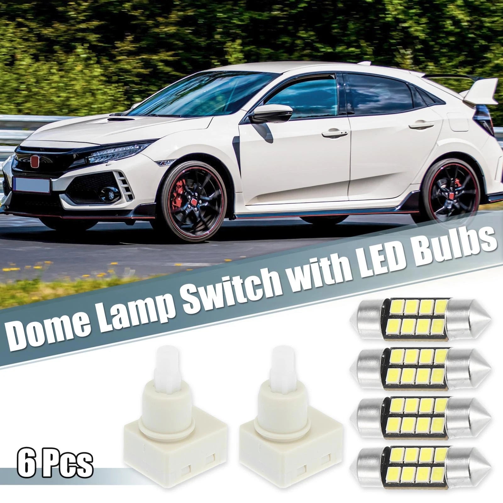 2Pcs Dome Lamp Switch with 4Pcs LED Bulbs 34404-SDA-A21 for Honda Odyssey 