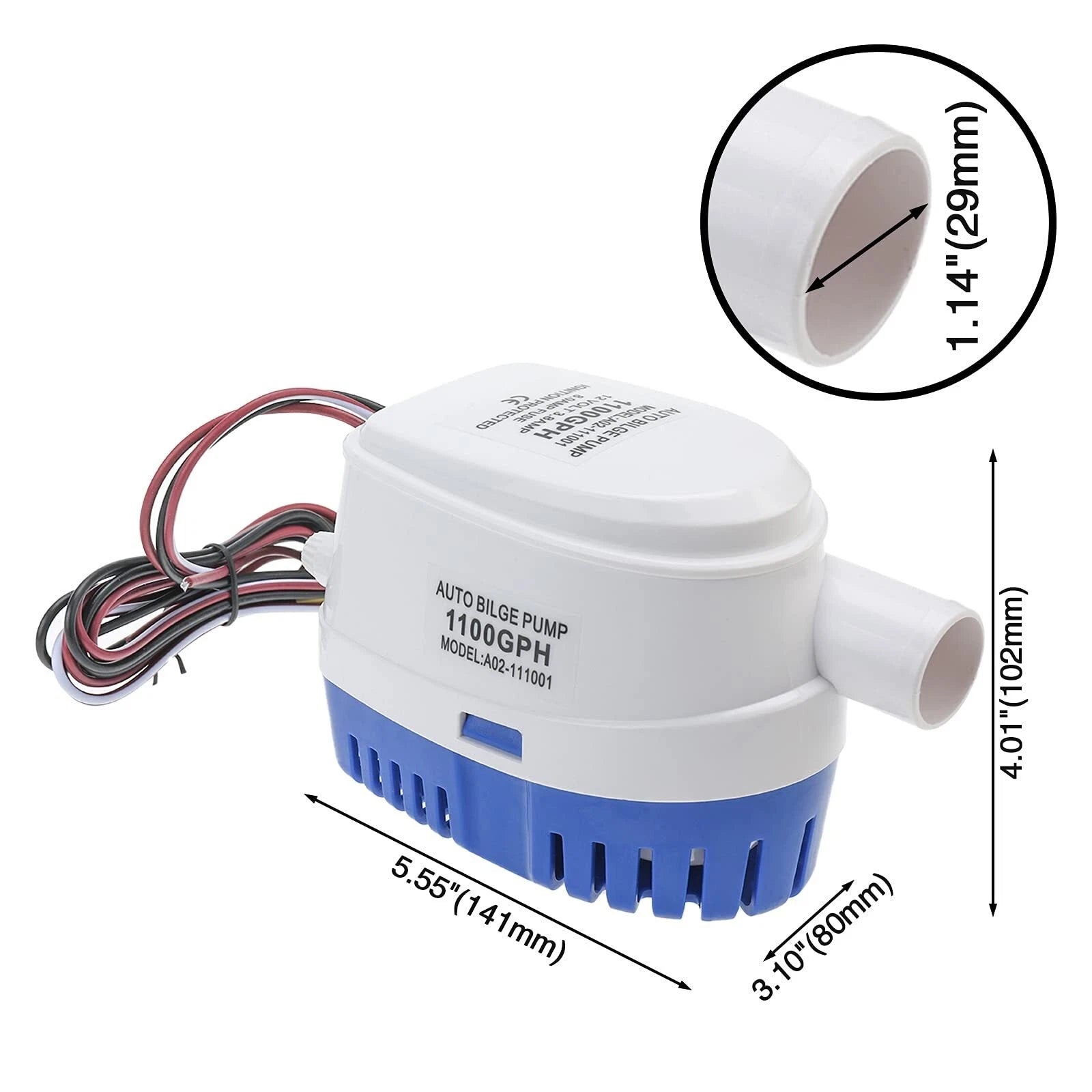 12V Automatic Submersible Bilge Water Pump for Boat (1100GPH)
