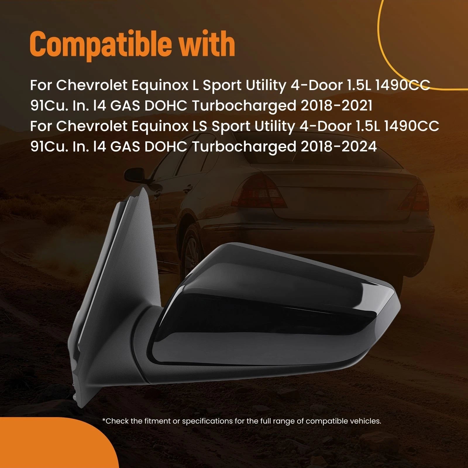 Heated Left Side View Mirror for Chevrolet Equinox (2018–2024) GM1320560