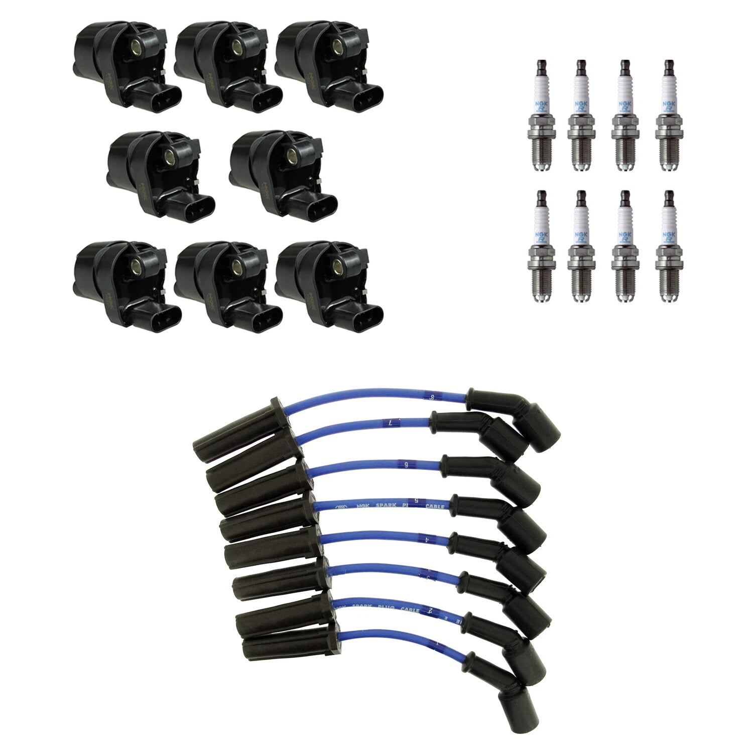 Set of 8 NGK Ignition Coil Wires & Nickel Spark Plugs for Savana 1500 (1996–2023)