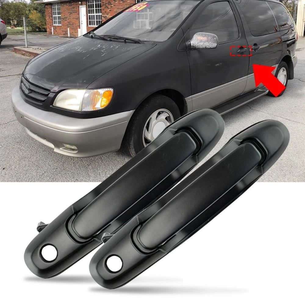 Pair Black Door Handle Outside w/ Key Hole for Toyota Sienna (1998–2003)