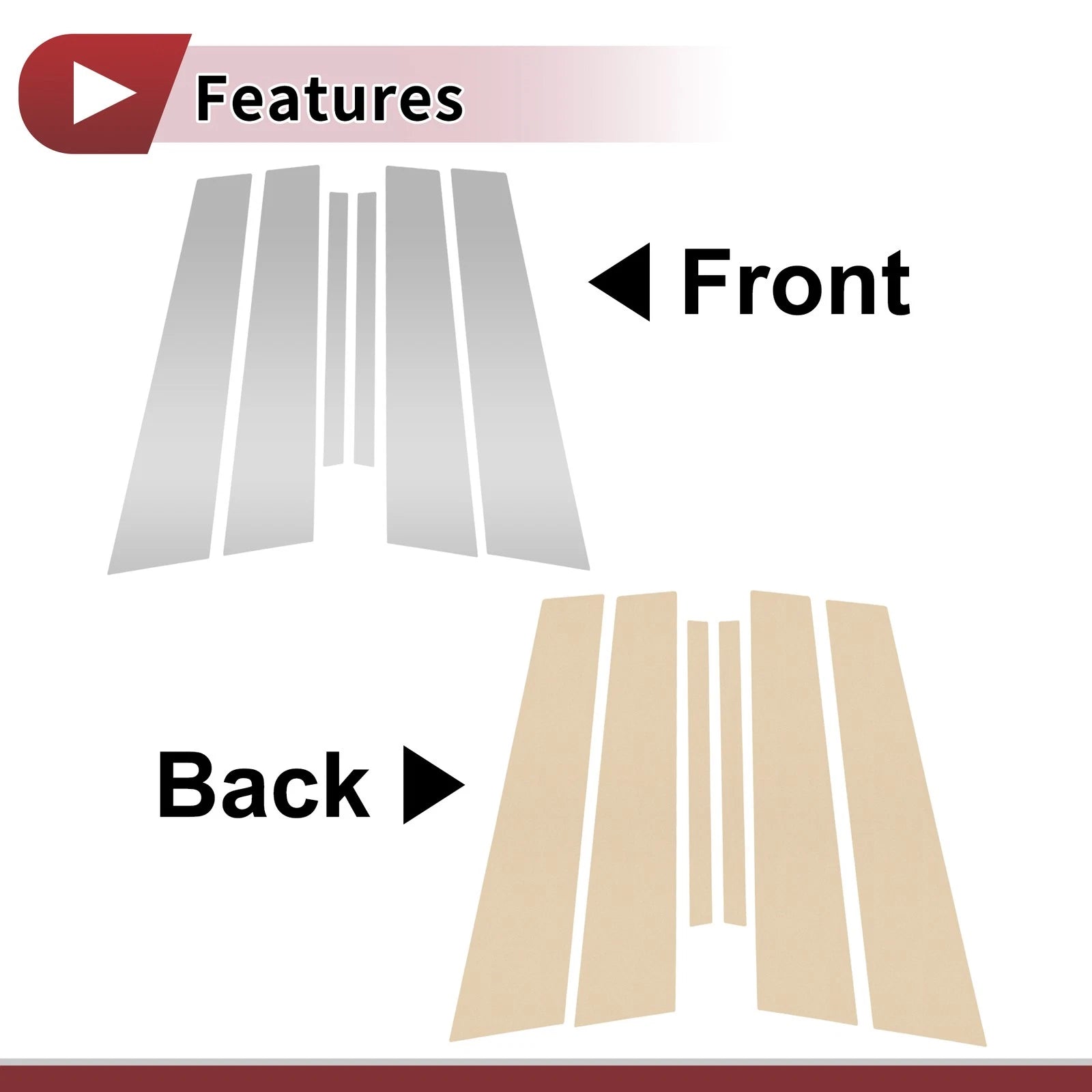 Set of 6 Car Door Pillar Window Trim for Nissan Maxima (2016–2023) Chrome