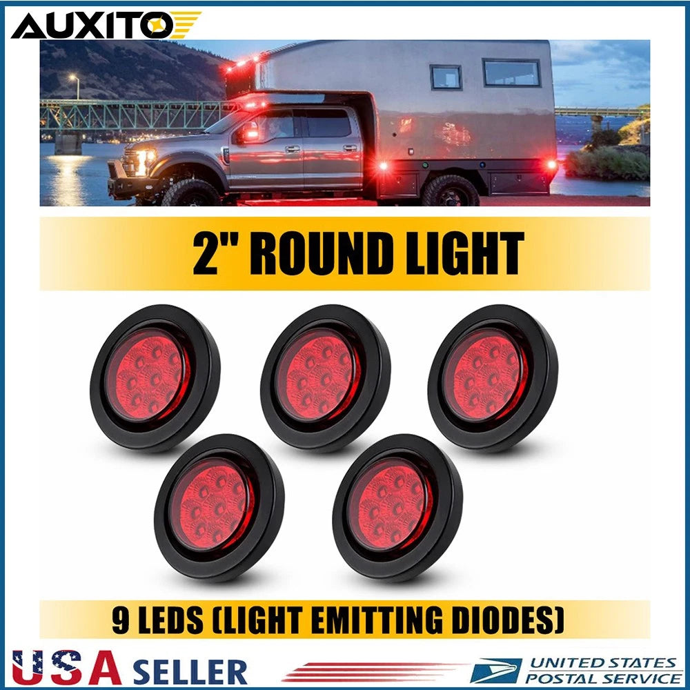 2" Round Red LED Clearance Side Marker Light for Truck