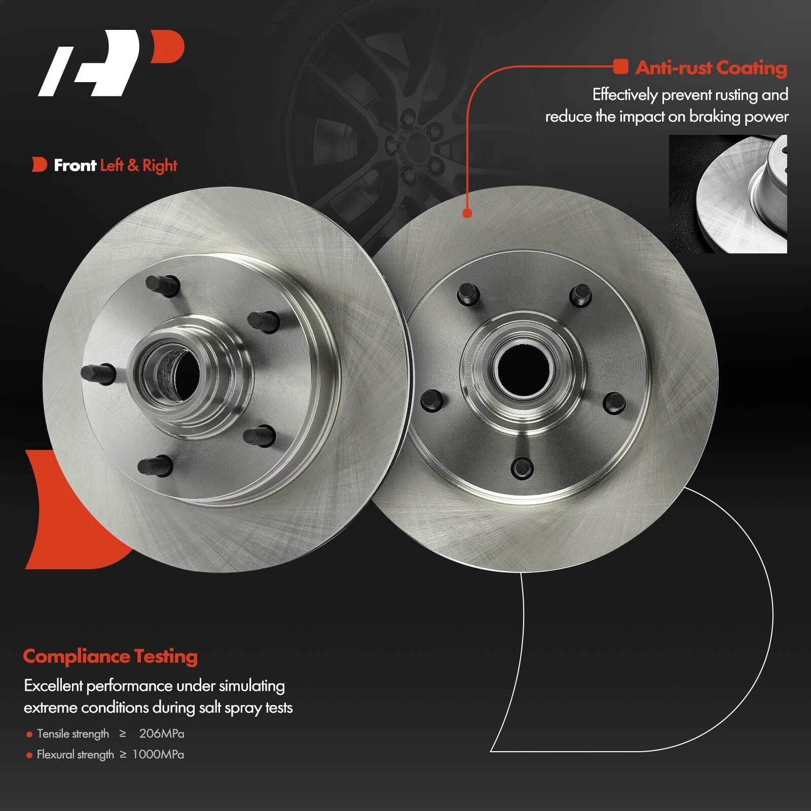 2X Front Disc Brake Rotors for Ford E-150 Econoline (1994-2001)