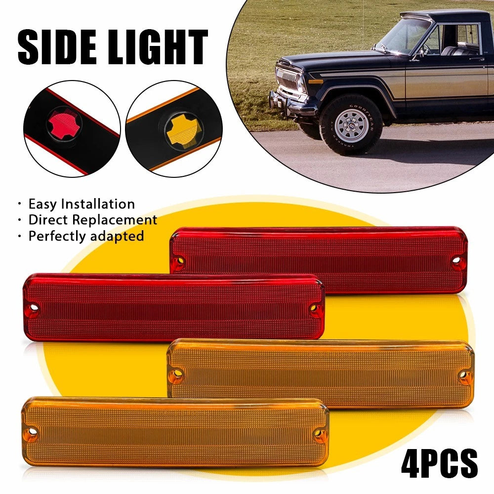 Set of 4 Side Marker Light Housings for Jeep Cherokee SJ Wagoneer CJ5 (1974–1983)