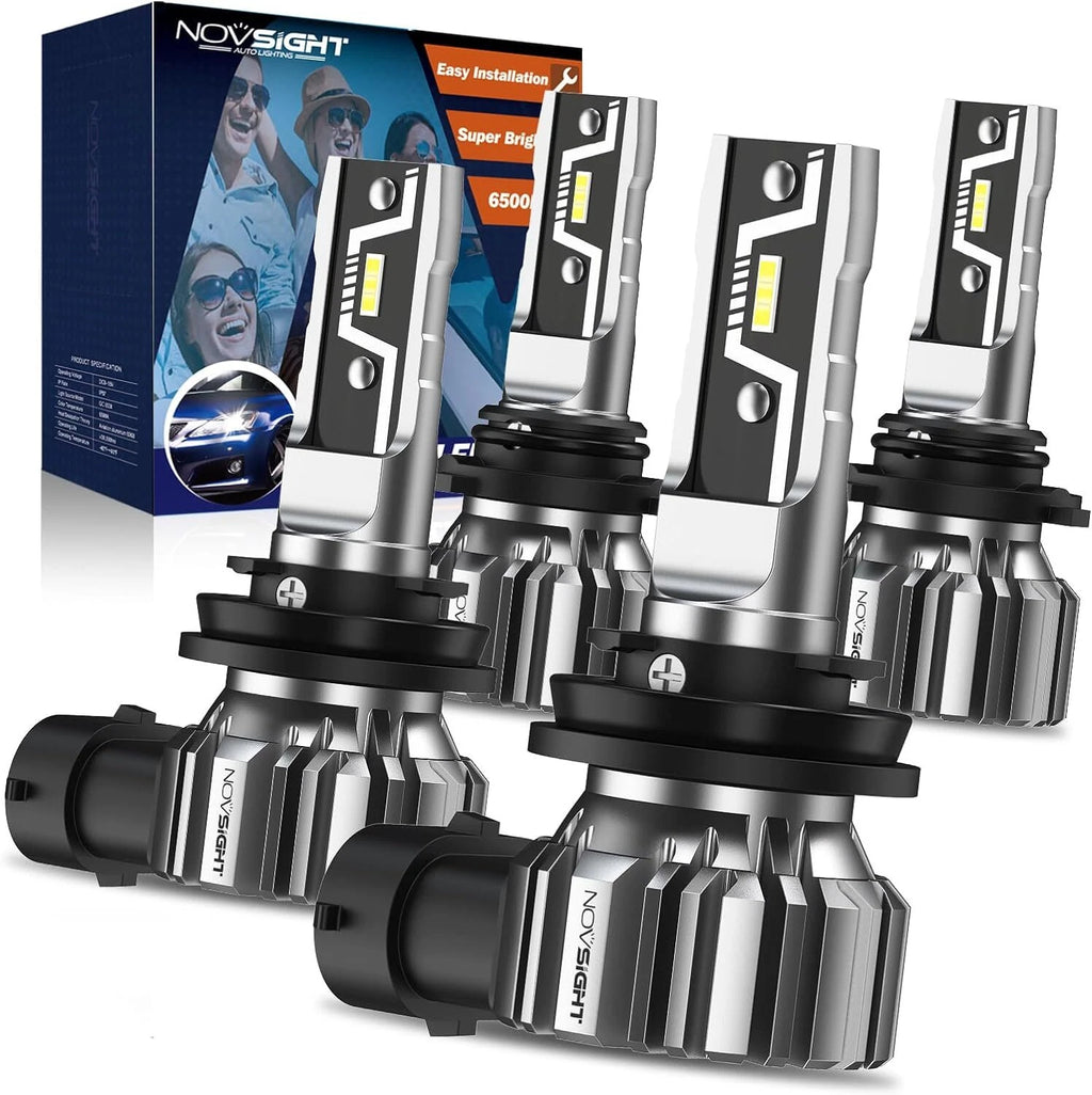 2X NOVSIGHT 9005 H11 LED Headlight Bulbs Kit 6500K White High Low Beam