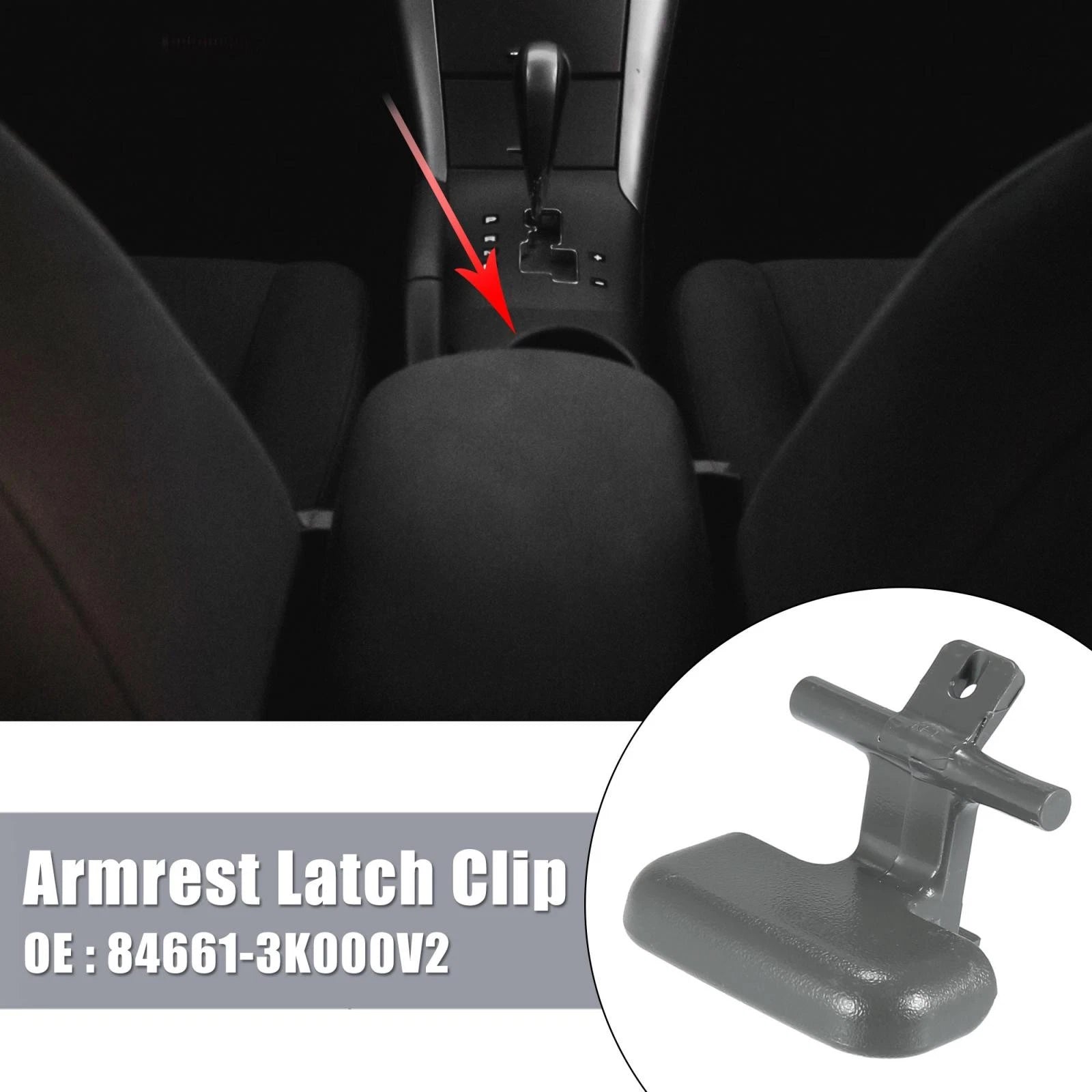 Pair Armrest Latch Clip for Hyundai Sonata (2009–2010) 84661-3K000U7 Grey