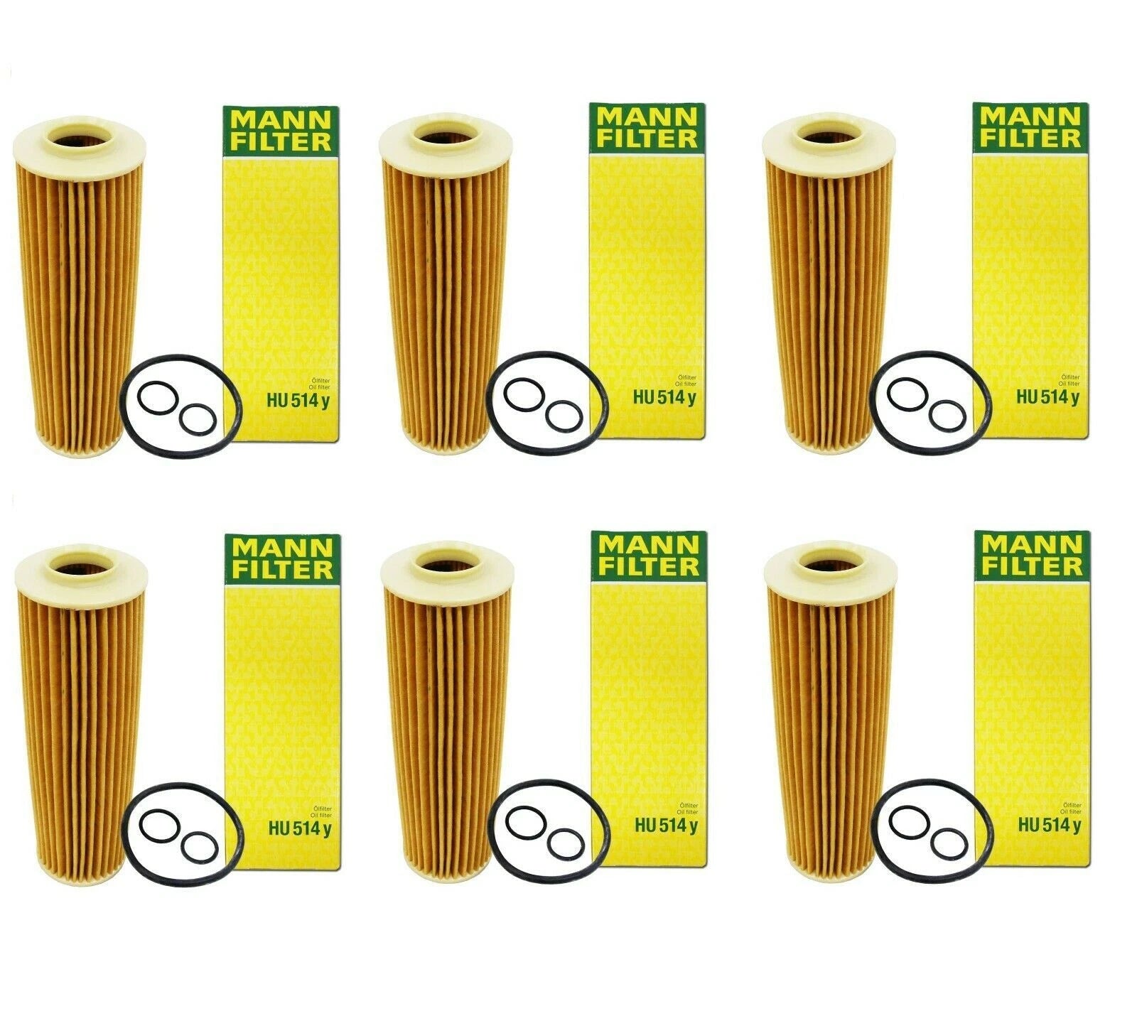 Set of 6 Engine Oil Filters for Mercedes W204 R172 C250 SLK250 (2012–2015) Turbo