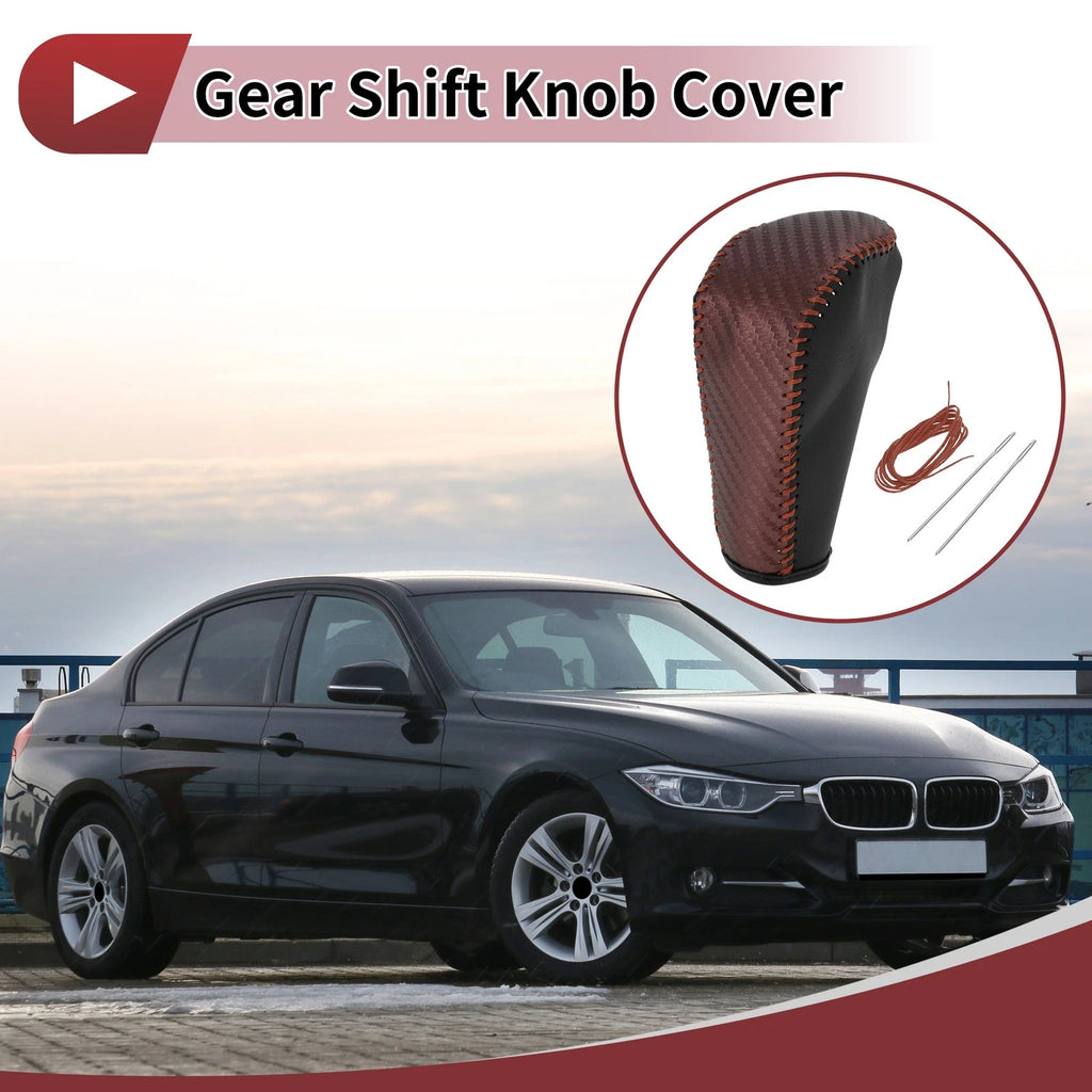 1 Pc Gear Shift Knob Cover for BMW 3 Series E90 (2006–2013) Brown Faux Leather